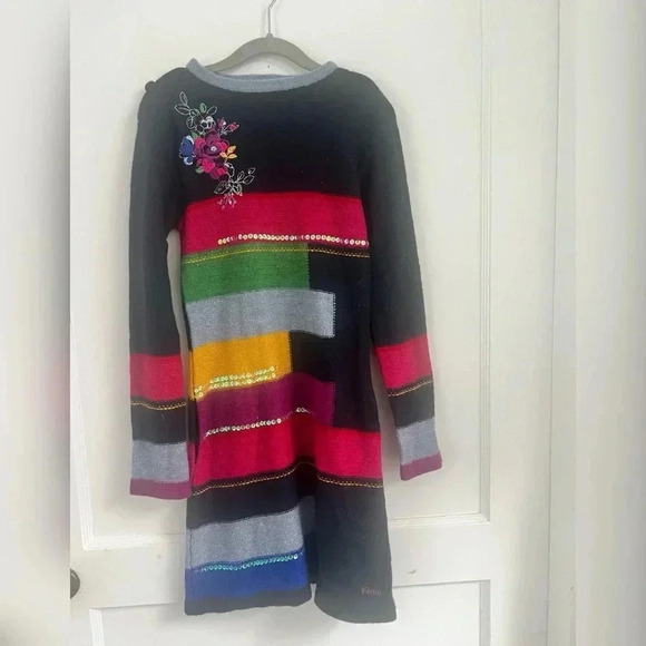 Kenzo Kids Sweater Angora Dress Sequin Multi Stripe Size 10 $298 - Picture 1 of 4